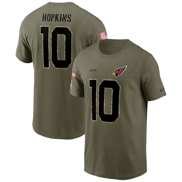 Men's Arizona Cardinals #10 DeAndre Hopkins 2022 Olive Salute to Service T-Shirt